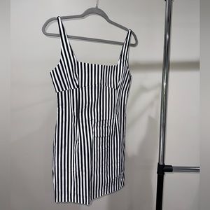 Black and white striped body con dress
